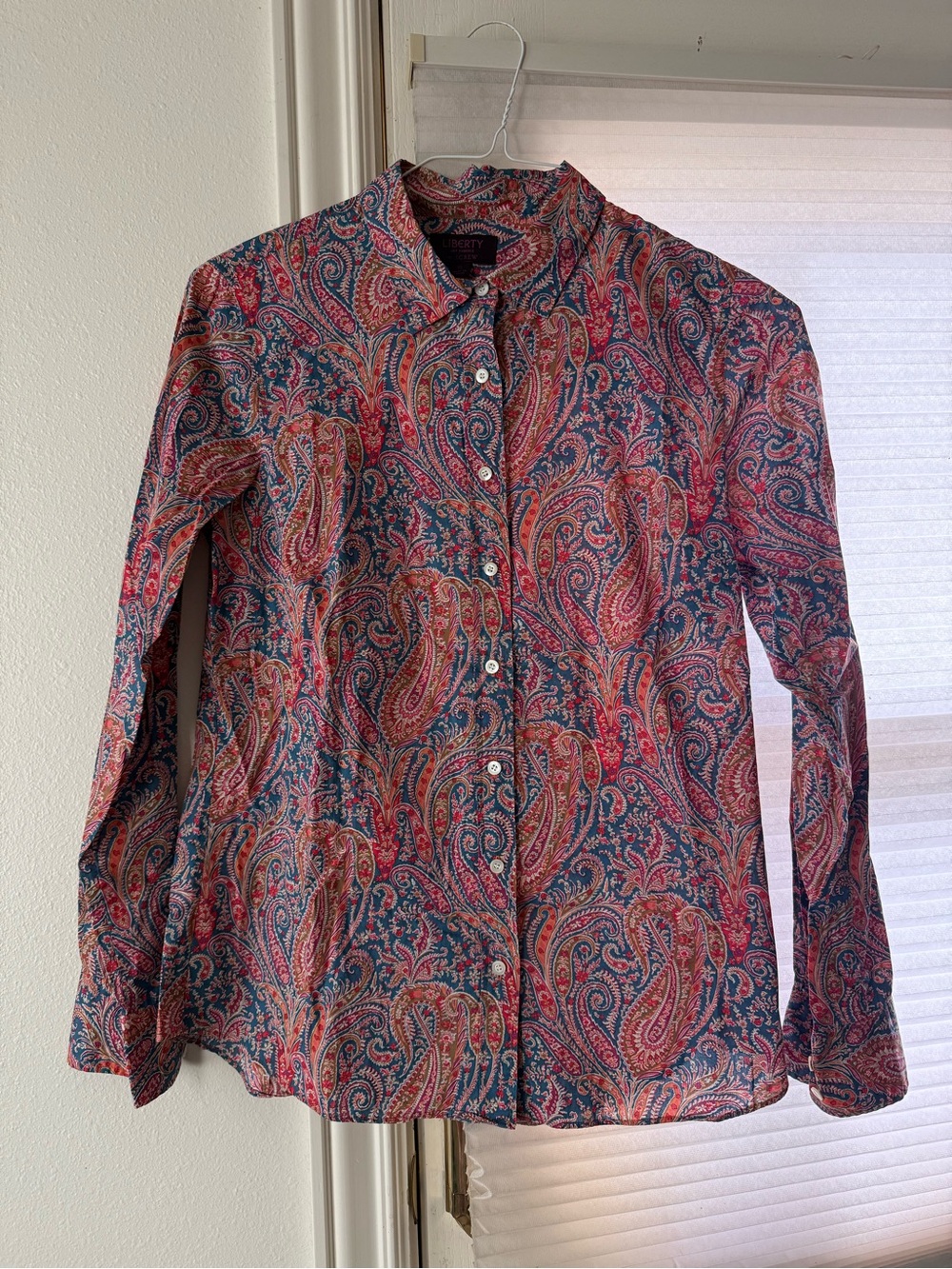 Liberty for J. Crew Paisley Button-Down Blouse - Red & Blue size 6